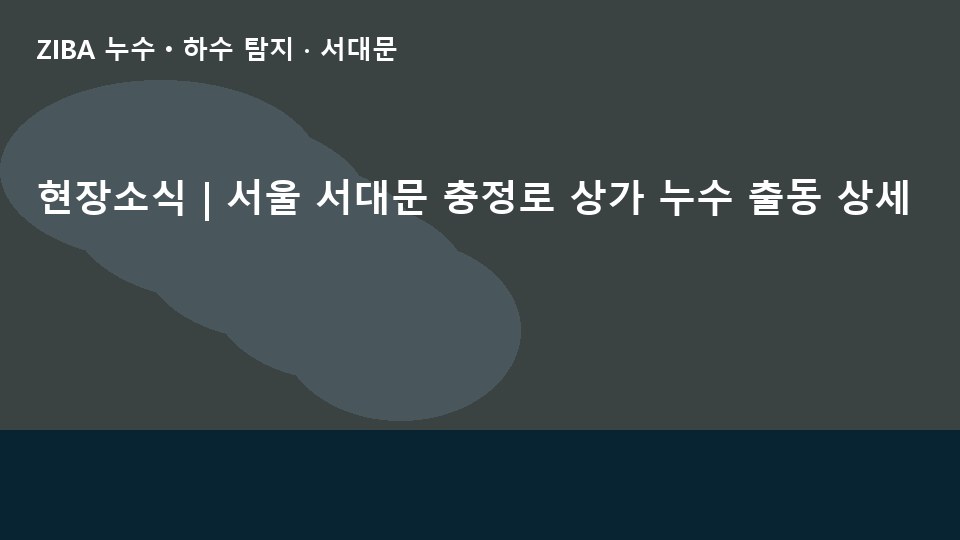 현장소식 | 서울 서대문 충정로 상가 누수 출동 상세