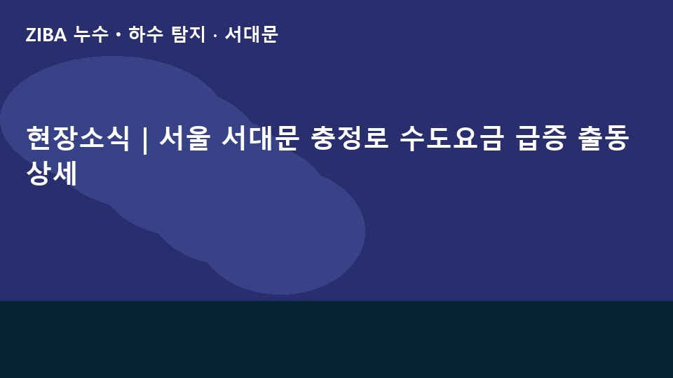 현장소식 | 서울 서대문 충정로 수도요금 급증 출동 상세